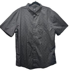 PrAna Men's Gray Slim Fit Short Sleeve Printed Button Down Shirt Size XXL